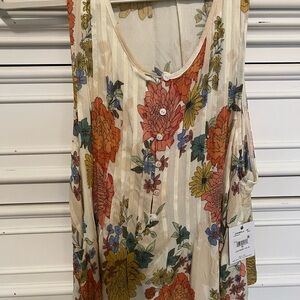 O'Neill Cream Floral Button-Front Camisole with Orange & Yellow Blooms